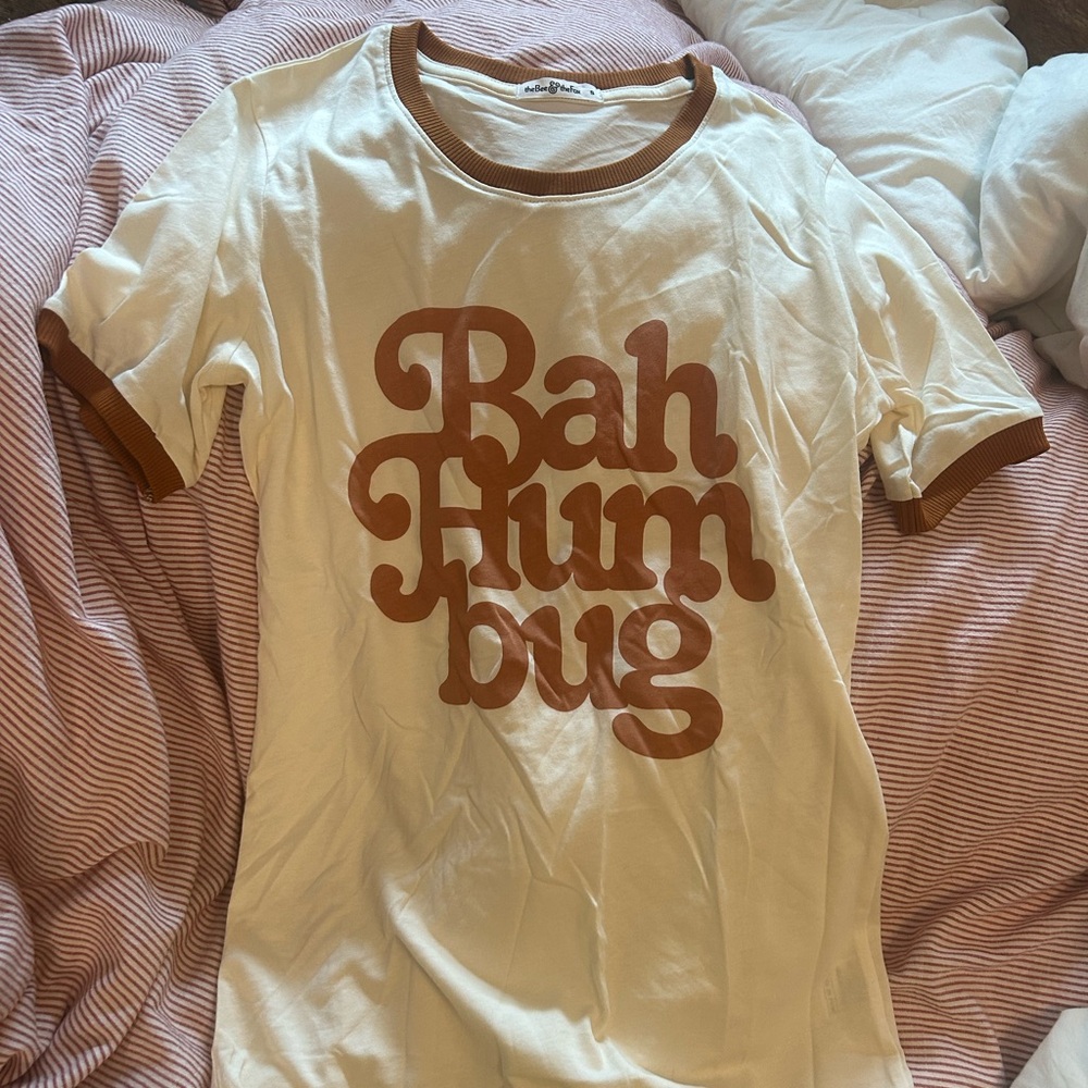 Bah Humbug Cream and Brown Short Sleeve Tee